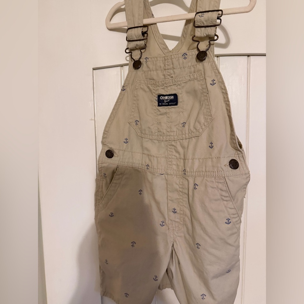 OshKosh B'gosh Kids Beige Overalls with Anchor Print size 4t
